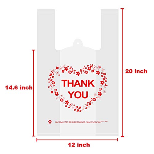 LazyMe Thank You Plastic Bags with Handles, T Shirt Bags 12x20 Inch, 50 Ct | Plastic Grocery Bags for Small Business, Retail Stores and Merchandise, Bolsas De Plastico Para Negocio - color: 50pcs