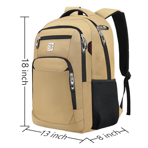 Laptop Backpack,Business Travel Anti Theft Slim College Backpack | Water Resistant Durable Computer Bag Gift for Women & Men Fits 15.6 Inch Laptop and Notebook - Khaki - color: Khaki, size: 15.6 Inch, style: Laptop