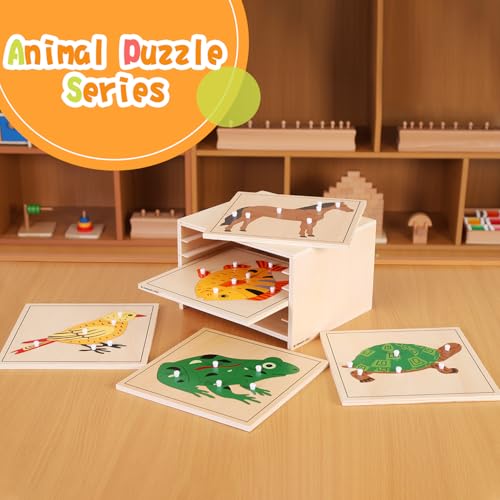 MONTESSORI OUTLET Animal Puzzle Cabinet for 3-6 Years Montessori Education at School and Home - color: Animal Cabinet