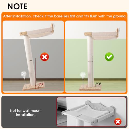 Keaber 44in Cat Scratching Post with Window Perch, Sisal Rope and Cozy Pad | Adjustable Scratching Post for Large Cats, for Climbing Bird Watching Sleeping, Spring Feeding Toy, Washable Cushion