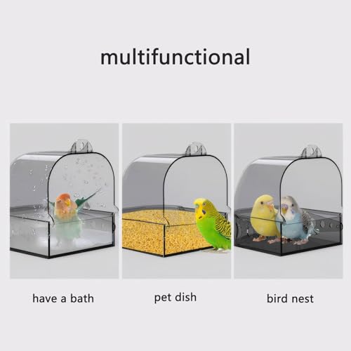 Bird Bath for Cage - Parakeets, Canaries & Finches(Transparent) | 6.1x5.1x6" versatile box for bathing, feeding, water, and hatching. Perfect size for lovebirds and other small pet birds - color: white