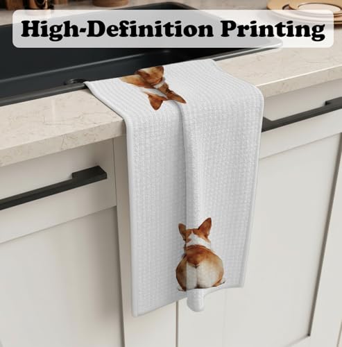 Funny Corgi Butt Kitchen Towel Dish Towels Dish Cloth,Funny Corgi Hand Towels Tea Towel for Bathroom Kitchen Decor,Dog Lovers Women Girls Gifts 16x24 Inch - color: Funny-corgi Butt