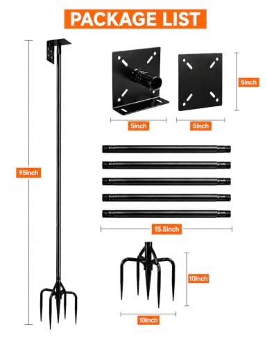 95 Inch Adjustable Bird House Pole, Heavy Duty 1 Inch Diameter Metal Bird Feeder Stand with 5-Prong Base, Rustproof Outdoor Mounting Pole for Bluebird Houses, Smart Bird Feeders and Weather Stations - size: 95Inch -Pole-1
