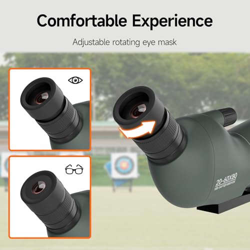 SVBONY SV28 New Version Spotting Scope, 20-60x80mm for Target Shooting, HD | FMC Coating, Long Range Spotter Scope, Shooting Range, with Phone Adapter & Tripod, for Bird Watching, Wildlife Viewing - style: 20-60x80