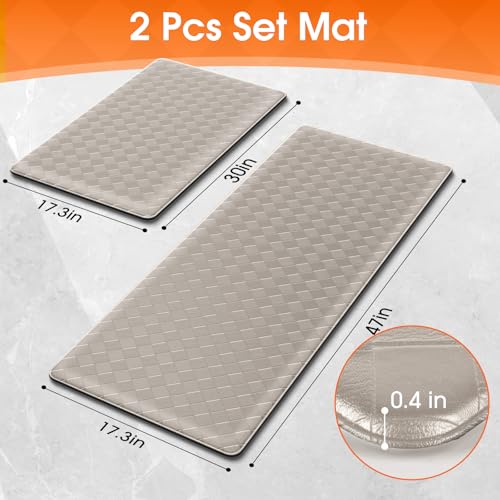 TranquilRelax 2-Piece Kitchen Mats, Cushioned Non-Slip Floor Mats, Taupe | Kitchen mats for floor, water-resistant anti fatigue mats for kitchen floor,laundry & entryway, 17.3 x 30 and 17.3 x 47 in - color: Taupe, size: 2-Piece | 30"+47" | Standard