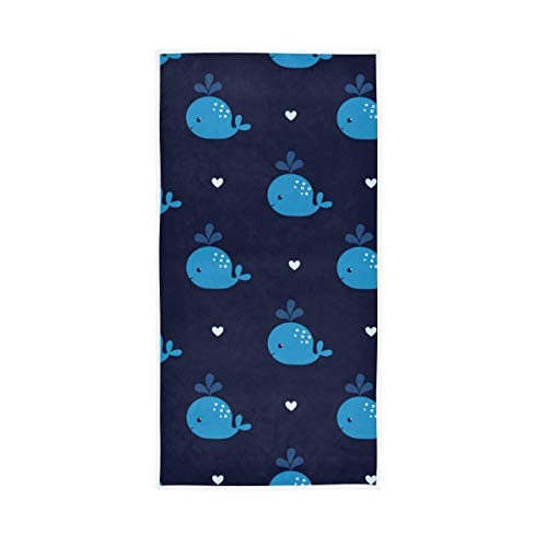 senya Cute Blue Whales Hand Towel Ultra Soft Luxury Towels for Bathroom 30"x15" - color: Multi 3