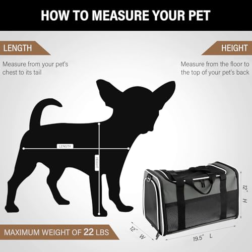 Cat Carrier - Portable Foldable Dog Pet Carrier, Soft-Sided Pet Bag up to 22 Lbs, Airline Approved Travel Puppy Carrier - color: Brown, size: 19.7"L x 12"W x 12"H