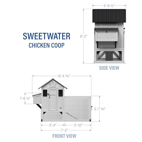 Backyard Discovery Sweetwater Cedar Wooden Chicken Coop for 4-6 Chickens with Run, Nesting Box, Automatic Door, Roosting Bars, Galvanized Steel Roof, Wire Mesh Protection, Ramp, Rooster and Hen House