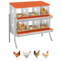 Garvee Nesting Boxes for Chickens, 6 Compartments Chicken Nesting Box with Legs - color: Orange
