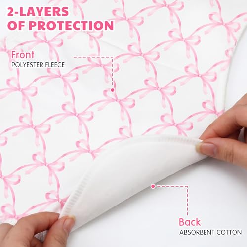 SmoothNovelty 5 Pack Pink Bow Baby Burp Cloths Soft Absorbent Burping Rags for Newborns 19"x9" Spit up Cloths for Boy Girl Newborn Baby Shower Registry Gifts Set Nursery Decor - style: Pink Bow