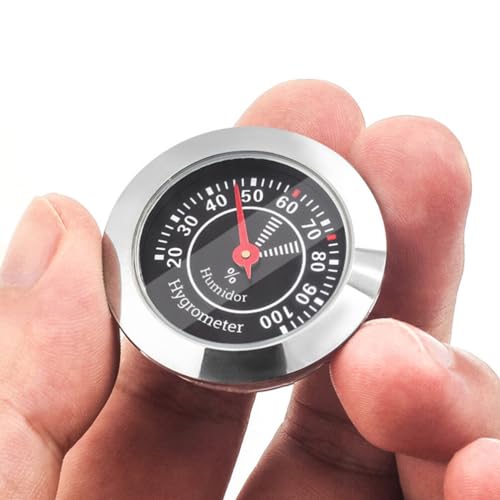 Ipetboom Analog Hygrometer for Cigar Humidor - Round Mechanical Humidity Gauge Accurate Cigar Humidor Accessory Small Alloy Stainless Steel Black Hygrometer for Violin Case and Home Use - 1.5x0.4in