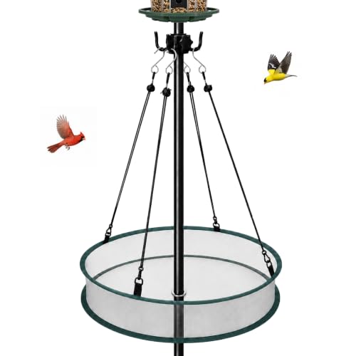 20 Inch Bird Seed Catcher Tray for 1 Inch Pole with Center Hole | 4 Inch Deep Breathable Mesh, Improved Seed Collection, Cleaner Outdoor Spaces, Pole Hook Included