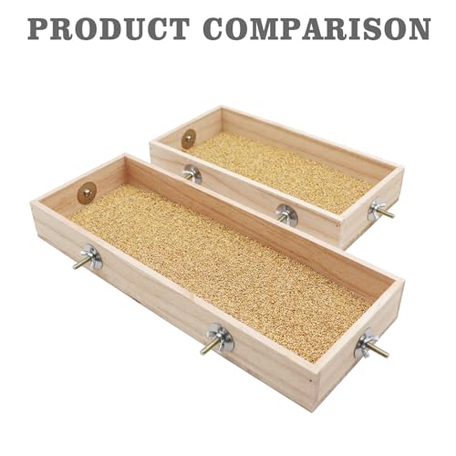 Bird Feeding Cups, Natural Wooden Parrot Perch Stand, Birds Food Dish, Parakeets Feeder Bowl, Cage Accessories for Small Animals Rat Hamster Guinea Pig Chinchillas Budgies Cockatiels Love Birds - size: 11.8 × 5.9 Inch