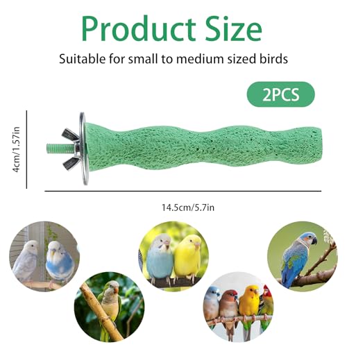 2 PCS Bird Beak Grinding Stone, Bird Perch Stands Anti-Slip Birds Parrot Cage Parakeet Nail Trimming Foot Claws Platform Beak Grinding Stone Washable Chewing Toys for Small Medium Parrot Budgies