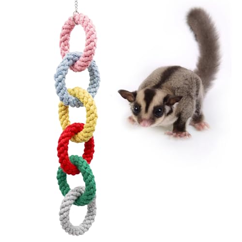 Sugar Glider Hanging Toy - Colorful 6-Ring Climbing & Swing Set for Cages, Cage Accessories for Small Animals Birds Parrots Parakeets Cockatiels Ferrets Hamsters Rats - size: 6 rings(18.9 Inch)