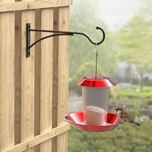 saffruff 11 Inch Heavy-Duty Metal Plant Hanger Hooks, Outdoor, Matte Black | 30 lb capacity | For bird feeders, flower baskets, wind chimes, lanterns| Black | outdoor | Wall-mounted | Heavy Duty - size: 11 in, 1 pk