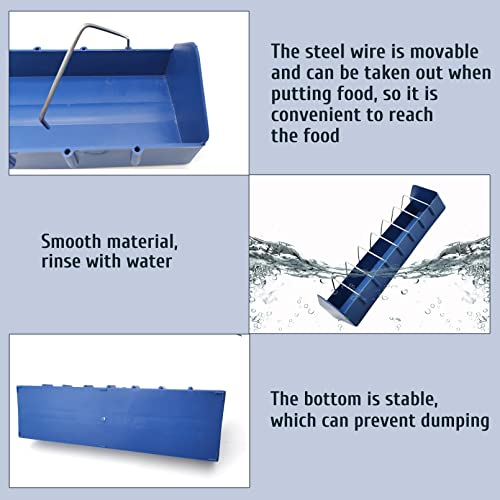 2PCS Pigeon Feeder, Bird Dispenser Slot Container, Poultry Plastic Thick Trough Dish Less Waste with Removable Steel Wire Partition for Pigeons Quails Birds Chicks Ducklings - size: L:15.7 x 4 x 3 inches