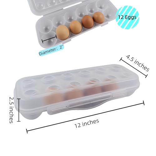 ZeQi Shatterproof Plastic Egg Carton Basekt - Portable, Food Grade PP, Refrigerator, Reusable Egg Storage Container, Camping Outdoor(12Grid) - size: 12Grid
