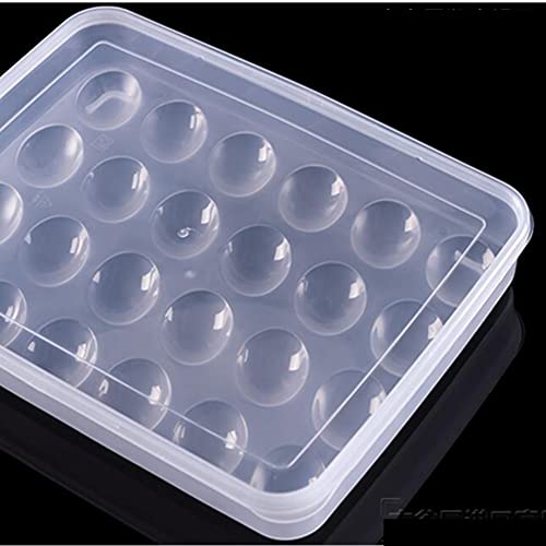 Jilukibo Egg Holder for Refrigerator with Lid, 24 Count Egg Tray Carrier Storage Box for Fridge, Stackable Clear Plastic Egg Container Dispenser Keep Fresh, 24 Egg Box (2 Pack)