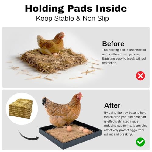 Silicone Chicken Nesting Box Mat, Large Holder Tray for 13"x13" Nest Pads, Reusable & Washable Pad for Large Nesting Box, Coop Accessories, Shelf, Egg Storage, Chickens Supplies. - color: Dark Gray