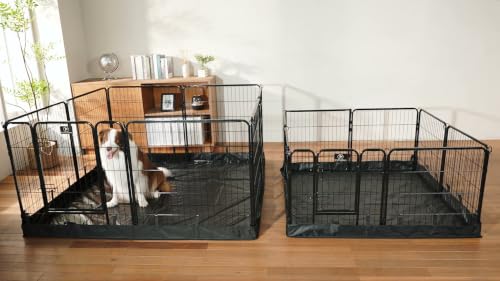 PJYuCien Puppy Playpen Plus Storage Bage with Bottom, 8 Panels 31.3" H | Heavy Duty, Dog Fence for Small Dogs, Foldable Square Pen, Indoor, Outdoor, Backyard Pasture, Camping, Protects Floors - style: 8-Panels 31.3"W