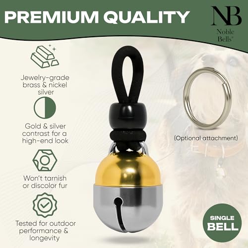 Handmade in USA, Extra Loud Collar Bell for Cats and Dogs, Premium Brass and Nickel Silver - size: Small