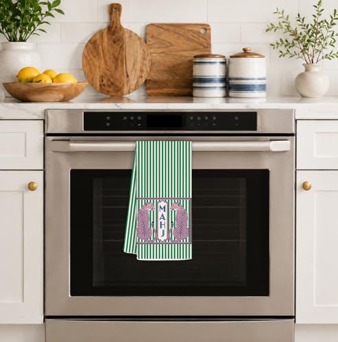 Trendy Pink Leopard Mahjong Kitchen Dish Towels 16x24 inch, Retro Green Striped Cheetah Decorative Hand Tea Towels for Bathroom Kitchen, Mahjong Gifts for Women - color: Funny-mahjong Leopard