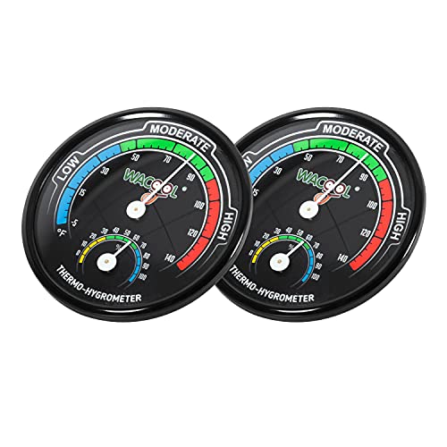 WACOOL Mini Analog Thermometer Hygrometer 2 Pack, Dial Temperature Humidity Gauge Terrarium Thermometer Celsius and Fahrenheit, Night Luminous