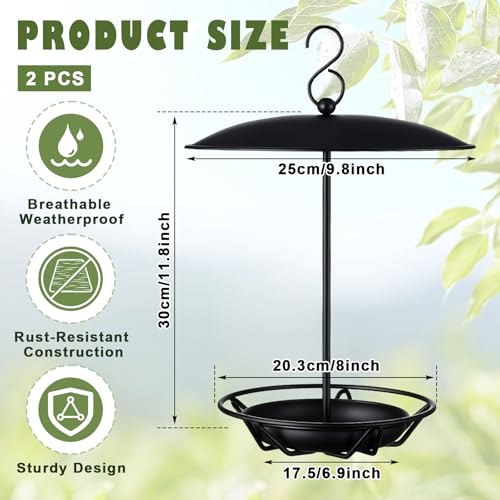 2 Pcs Cylinder Bird Feeder Outdoor Seed Cake Feeder Metal Suet Cake Holder Backyard Wild Bird Feeding Feeders for Outdoors Garden (Black) - color: Black
