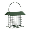 Suet Cake Bird Feeder Outdoor Hanging Metal Wire Wild Bird Feeder Fat Ball Food Feeder with Metal Roof and Platform Outside Cake Suet Feeder Rainproof(Green) - color: Green