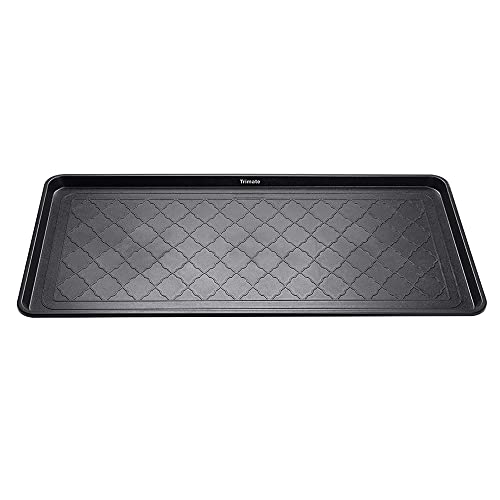 Boot Tray Black, 40x20 in - Waterproof Shoe Mat, Recycled Material | 1.25 in raised edge traps mud, water & snow - ideal for entryway, mudroom, garage, porch or car trunk - style: Black