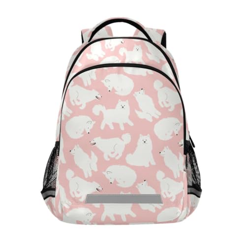 Kids Samoyed Dog Backpack for Boys Girls School Bags | Elementary Middle, Travel Daypack Lightweight Waterproof with Reflective Strip - color: Cute Samoyed Dog