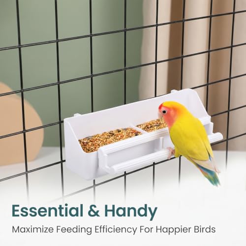 2 Pack Bird Cage Feeder Bird Feeder for Cage Birds Food Bowl | Hanging Birds Waterer Food Feeders with 1 Feeders Accessories for Small Parakeet Cockatiel Canary Parrot