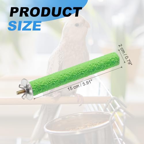 Bird Perch Stand, Colorful Paw Grinding Stick, Wood Rough-surfaced Perch Parrot Stand 15 x 2 Cm, (Green, 2 Pcs), Intended for Home/Animal Parks/Pet Stores - color: Green, size: 15 x 2 cm / 5.91 x 0.71 inch