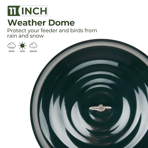 Kingsyard Metal Squirrel Baffle for Bird Feeders Hanging, Rain Guard Cover | 11 in, Chew-Proof & Squirrel-Proof, Ready to Use, Fits Most Feeders Outdoors, Weatherproof, Easy to Clean, Green - color: Green