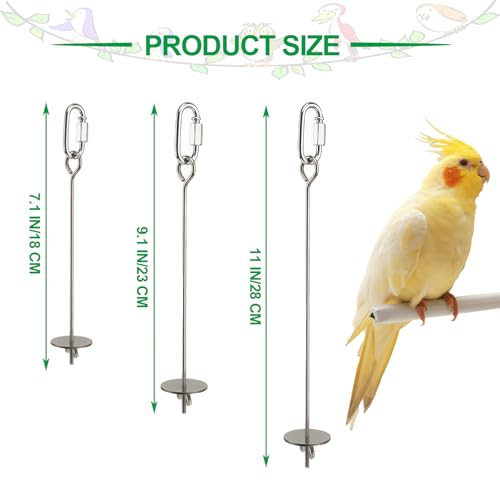 3 Pcs Bird Cage Food Holder Stainless Steel Parrot Fruit & Vegetable Skewer Hanging Foraging Toy for Parakeets, Budgies, Macaws - size: 3 Pcs
