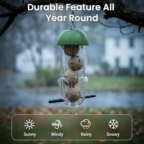 LONA Suet Ball Bird Feeder Outdoor Hanging Fat Ball Feeders with Versatile Mount Durable Weatherproof Washable Transparent Tube Wire Steel Metal Feeder for Wild Birds - style: Style1-Normal Tube