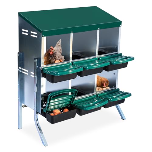 Chicken Nesting Box,6 Compartment Roll Away Nesting Box for Laying Eggs,Wall Mount Chicken Nesting Boxes,Easy Egg Collection,Cleanable Pull Out Hen Roosting Boxes 6 Hole - color: green, size: 6 holes with legs