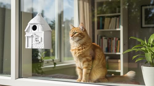 Bird House for Outside Clearance, Bird House for Outside, Composite Material Wren House, Water Proof Wall Tree Window Multi-moutable for Viewing Inside,, 10 Years Performance, White 1.25" Hole - color: White
