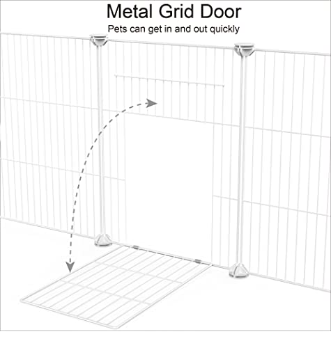Pet Playpen, Small Animal Cage DIY Wire Fence with Door 15 Panels, White | Portable Yard Fence for Indoor or Outdoor, for Small Animal, Puppies, Kitties, Bunny, Guinea Pigs, Turtle - style: White