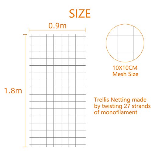Pack of 2 Cucumber Tomato Trellis Netting, Heavy Duty Garden Netting for Climbing Plants Support, Pea, Grape, Bean, Fruit, Vegetables - 4" Mesh Size, 3Ft x 6Ft - size: 3Ft*6Ft