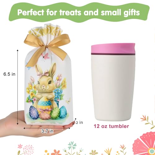 JOINDO 50 PCS Easter Treat Bags, 6x9 Inches fit Goodies and Small Gifts, Ribbon Drawstring Fast Packaging & Easy Use, Stand up Bottom, 3 Patterns, (Pattern 3) - color: Pattern 3