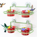 Dreamdrawer 2 Pack Window Hummingbird Feeder, Small Hummingbird Feeder for Outdoors with Strong Suction Cup - Metal Base & 6 Feeding Ports, Easy to Clean and Refill, Green - color: 2PC-Green
