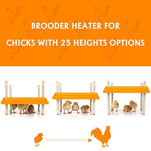 Brooder Heater for Chicks Height Adjustable: Heating Plate with Easy- Cleaning Plate Poultry Coop Warmer 10" x 10" for 15 Chicks - color: Orange-10x10