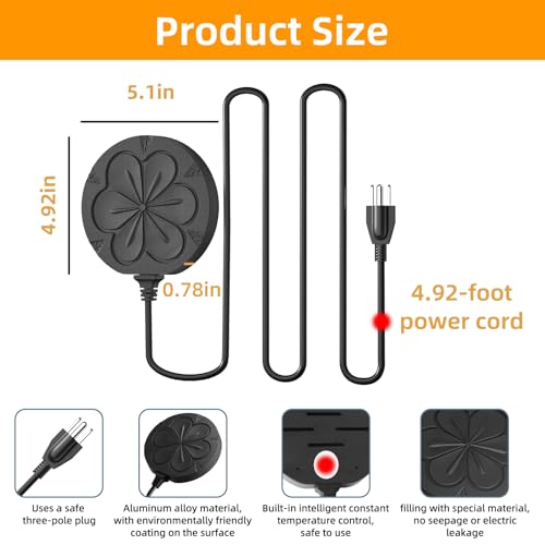110W Bird Bath Heater for Outdoors in Winter–Submersible Pond Deicer,Cast Aluminum Thermostatic Chicken Water Heater - color: Black