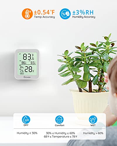 Govee Indoor Hygrometer Thermometer 2Pack H5075 with Bluetooth App Control | Room Temperature Humidity Meter, 164ft Remote Monitor, Smart Alerts, 2 Years Data Storage Export, for Bedroom Wine Cellar - color: Grey, size: 2 Pack