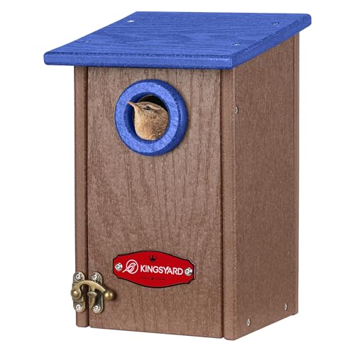 Kingsyard Recycled Plastic Bird House for Outdoors - Weatherproof Wren Bird Nesting with Predator Guard & Air Vents, Blue - color: Blue
