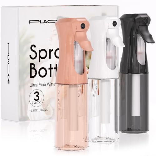 Continuous Spray Bottle for Hair Ultra Fine Mist Sprayer 3 Pack 10.1 OZ | Continuous Hair Spray Bottles Refillable Water Mister Sprayer for Hairstyling, Plants, Pets, Skincare,Salons,Barber,Cleaning - color: White Black Terracotta, size: (3-Pack)-10.1 Oz