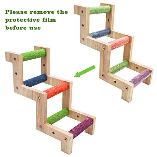 Bird Ladder Bridge, Wooden Parrot Hamster Climbing Ladder Toys, Bird Perch Stand, Bird Cage Accessories, Small Animals Climbing Toy for Parrot Hamster Rat Squirrel Sugar Gliders Parakeets Cockatiels - color: Colorful