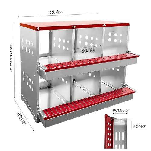 XINYI Chicken Nesting Boxes for Laying Eggs,Metal Coop for 6 Chickens,Roll Away Nesting Boxes,Easy Egg Collection,Brooder Box for Rabbit,Squirrel,Parakeet,Owl,Cockatiel,Robin - size: 23.6"L x 11.0"W x 24.8"H